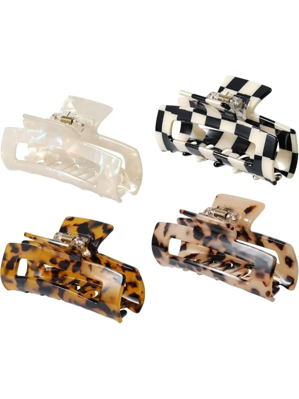 4Pcs Acetate Hair Claw Clips Set - Stylish French Butterfly Jaw Barrettes